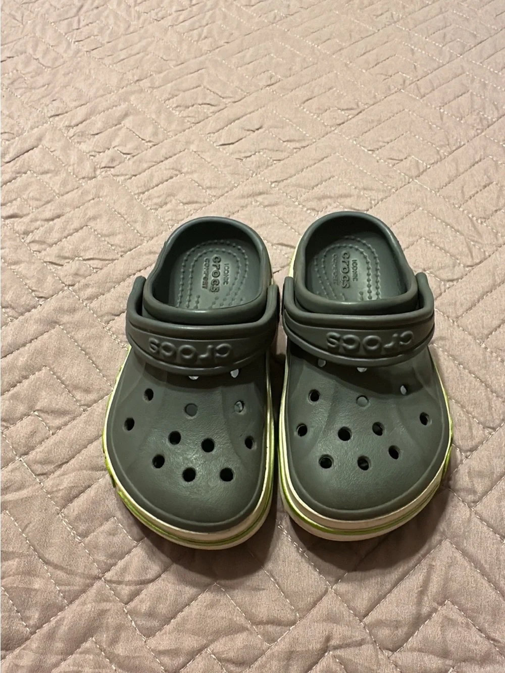 Crocs Kids' Gray and Lime Green Classic Clog 8c
